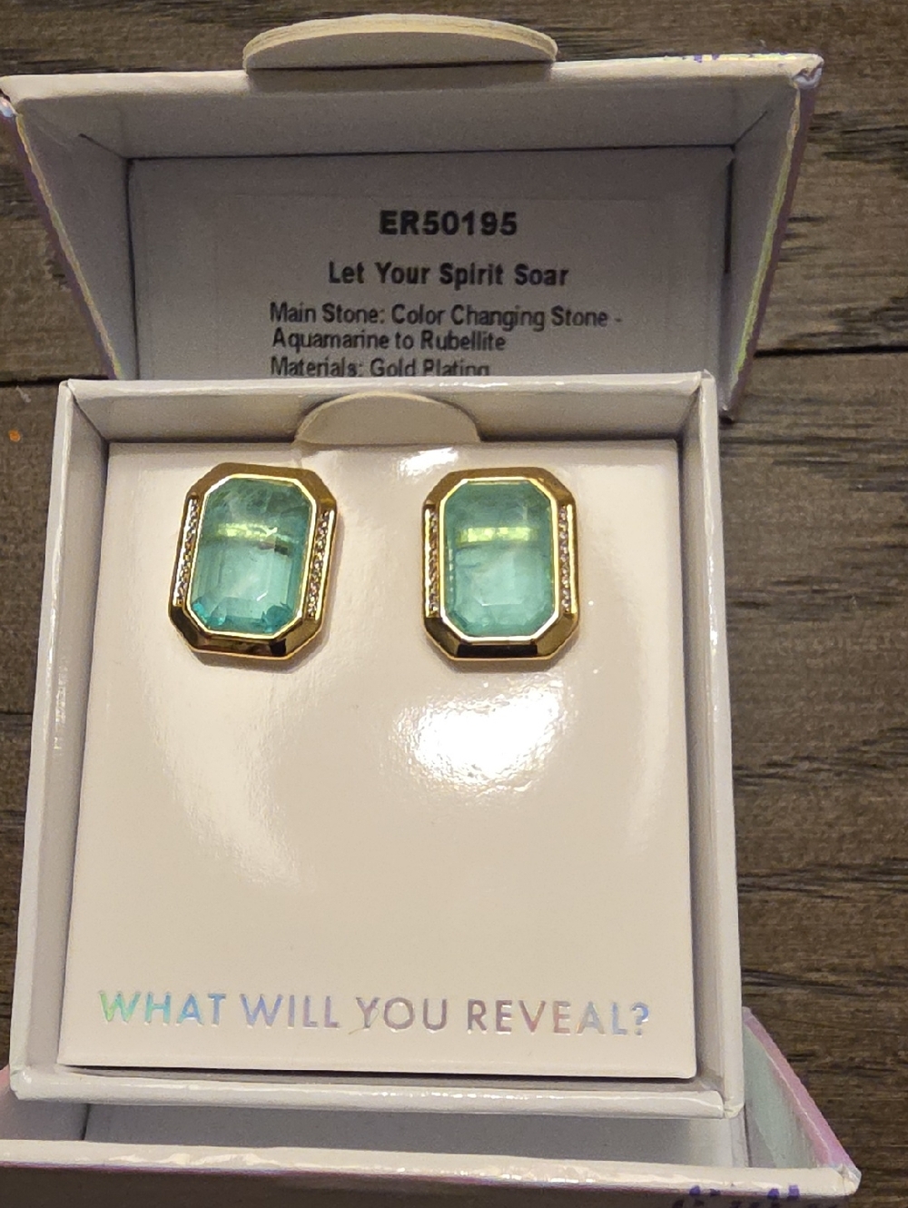 BP Mental Healtg Awareness Gold Plated Aquamarine Color-Changing Stud Earrings